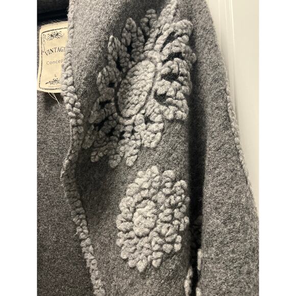 NWT Vintage Concept Women’s Floral Waterfall Cardigan Sweater Vest Size L Gray - Picture 3 of 9